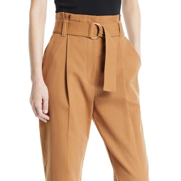 A.L.C Diego High-Waist Belted Cotton-Stretch Pants - Picture 1 of 6